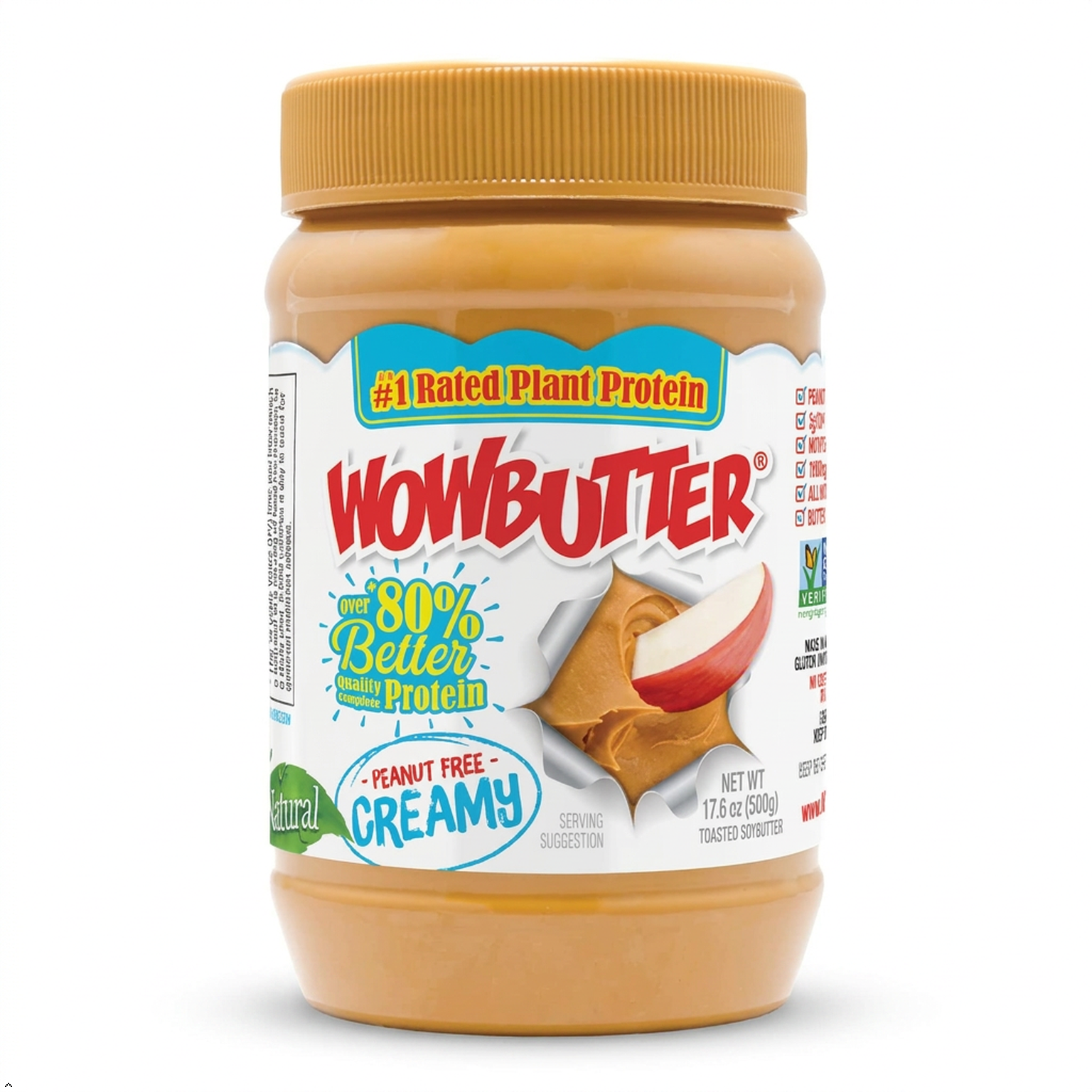 WOWBUTTER Creamy Toasted Soy Spread, 500 GR WOWBUTTER